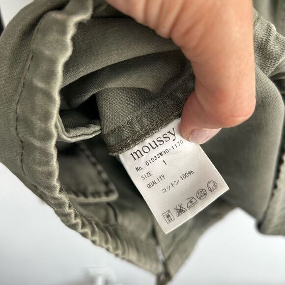 Moussy Olive Green Military Utility Full Zip Jacket Size 1 XS Combat Grunge - Picture 7 of 9